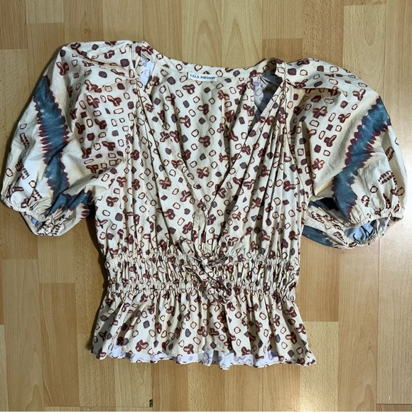 Ulla Johnson Ines Puff Sleeve Peplum Cotton Blouse Size 6 Boho Cottagecore - Picture 4 of 15